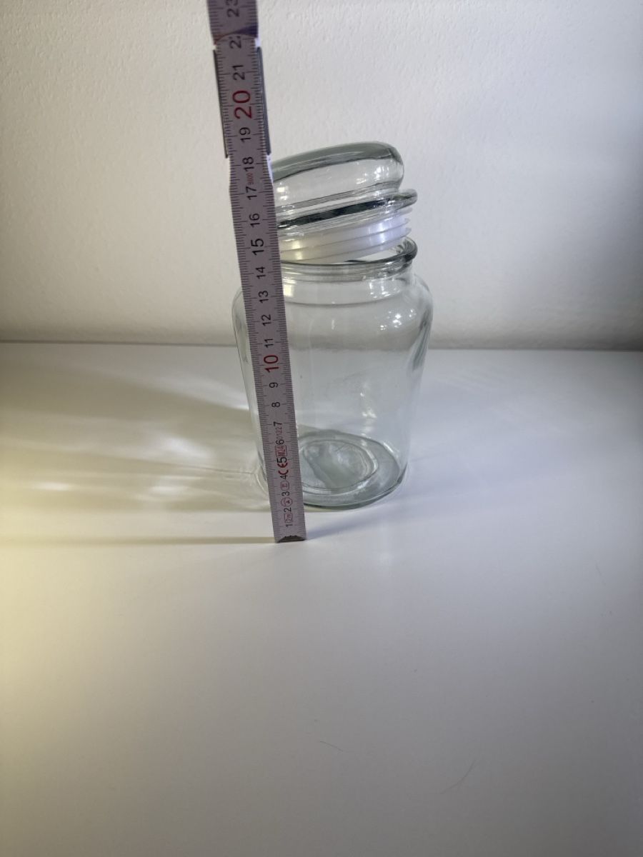 Gläser: Glas Dose mit Deckel transparent ca. 16cm hoch – Neu (gemäss Beschreibung) aus Steffisburg von mar_cf2f 1