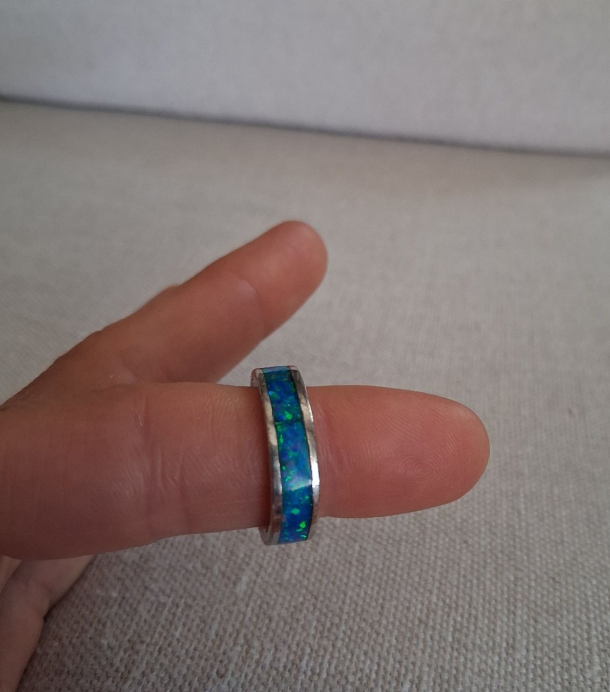 Anelli: Wunderschöner 925 Silberring mit blau-grünem Opal – Nuovo (secondo la descrizione) da Wald ZH venduto da e8e 2