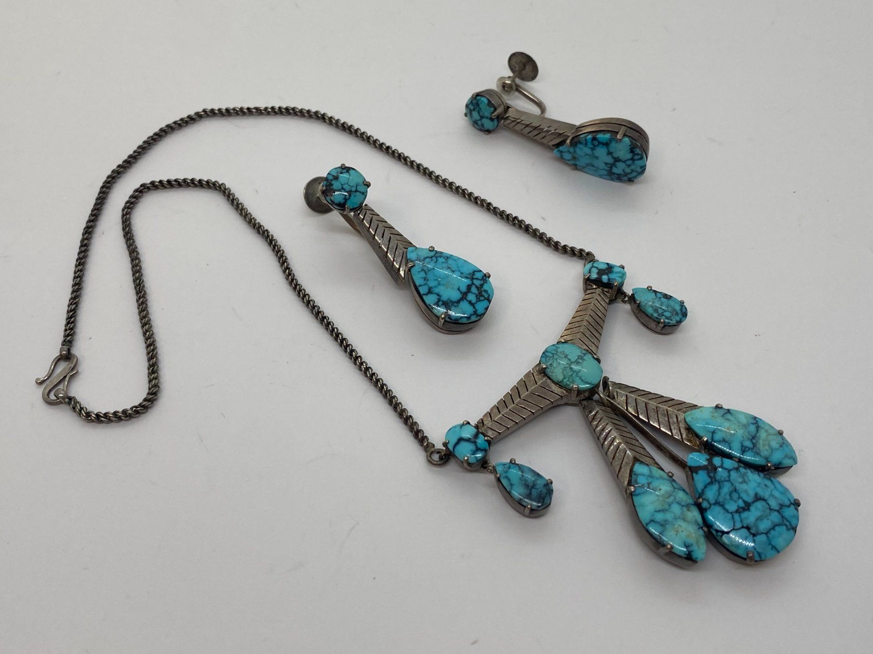Catenine: Collier mit Ohrschmuck Türkis 45cm Silber /i424 – Usato da Bern venduto da JMsoehne1987