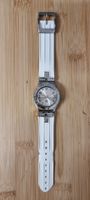 Swatch Irony Damenuhr Edelstahl, weisses Armband, Top!