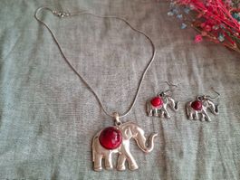 Parure Vintage Rouge – Collier & Boucles Bohème