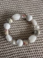 Chunky White Boho Bracelet Crystal Accents Summer Accessory