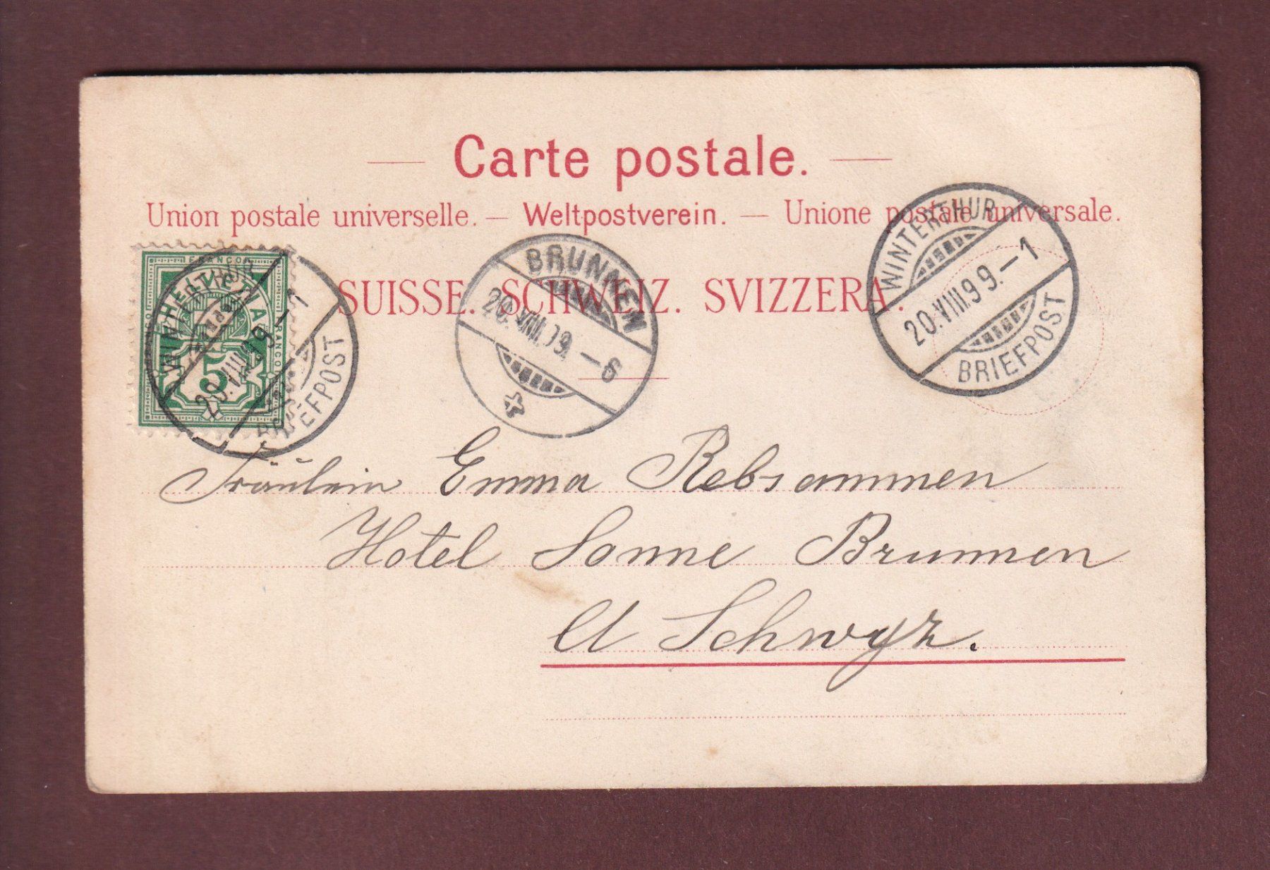 Cartoline postali: LUZERN - Möbelfabrik L. Meyer - 1899 – Usato da Pully venduto da nicecards 1
