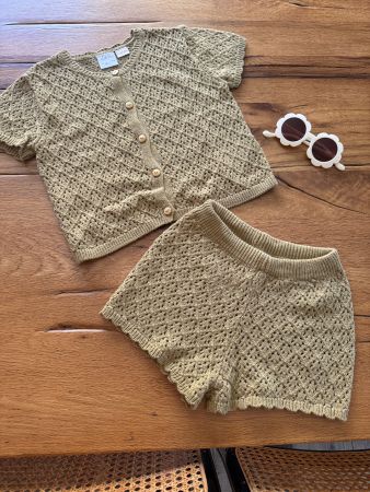 ZARA ❤️🌞🫒 set chemise & short en maille 110