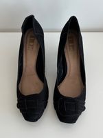 Schwarze Wildleder Pumps Gr. 41 Absatzschuhe Plateau