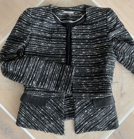 Uterqüe Tweed Jacke, XS, Schwarz/Weiss, Tailliert✨
