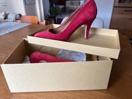 Damen Pumps Leder Wildleder rot Grösse 39