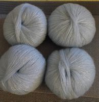 Wolle mit Glitzer 4x 50g Hellblau Neu, Mohair Seide Viscose