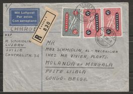 1938 : Flugpostbrief nach Belgisch Kongo, selten