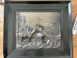 Hirsch Bronze-Relief von Fritz Diller
