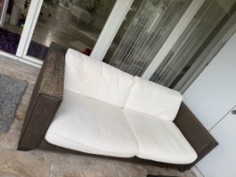 Möbel Pfister massives Holz-Rattan-Sofa