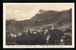 AK Beckenried, Ortsansicht mit Bergen