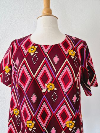 SHIRT TUNIKA VINTAGE M 38 ROSA BORDEAUX RETRO EINZELSTÜCK