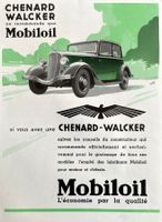 Chenard Walcker & Mobiloil - Alte Werbung / Publicité 1934