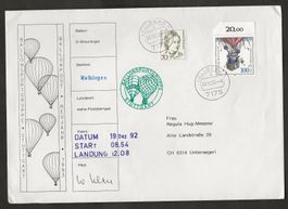 Ballon 1992 Deutschland Wablingen Vellberg Luftpost