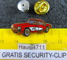 CORVETTE C1 ROT/WEISS CHEVY PIN ENAMEL MIT SECURITY-CLIP OLD