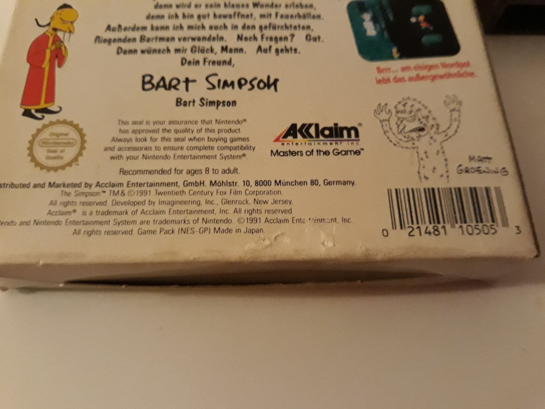 Giochi: Simpsons Bart vs. the World Nintendo NES – Usato da Aarau venduto da Kaesekuchen2000 3