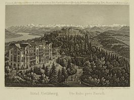 ZÜRICH, HOTEL UETLIBERG, UTO KULM, AQUATINTA VON DIKENMANN