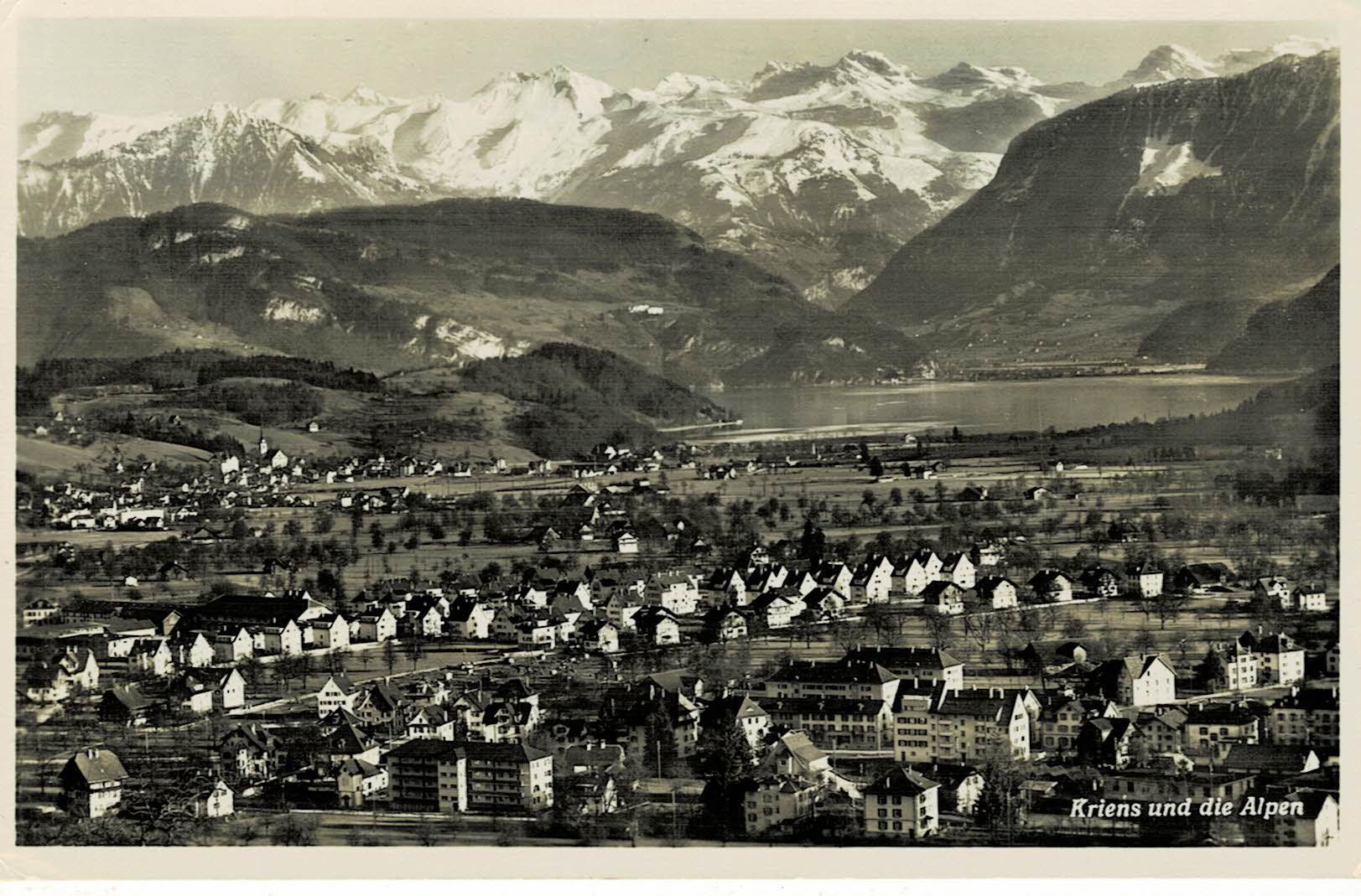 Cartoline postali: KRIENS und die Alpen LU gel. 1936! – Usato da Hergiswil NW venduto da Kartenfrau