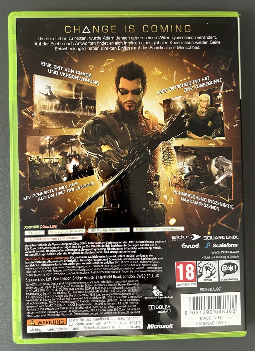 Jeux: Deus Ex Human Revolution - Xbox 360 – D'occasion à Obfelden par jenxbp 1