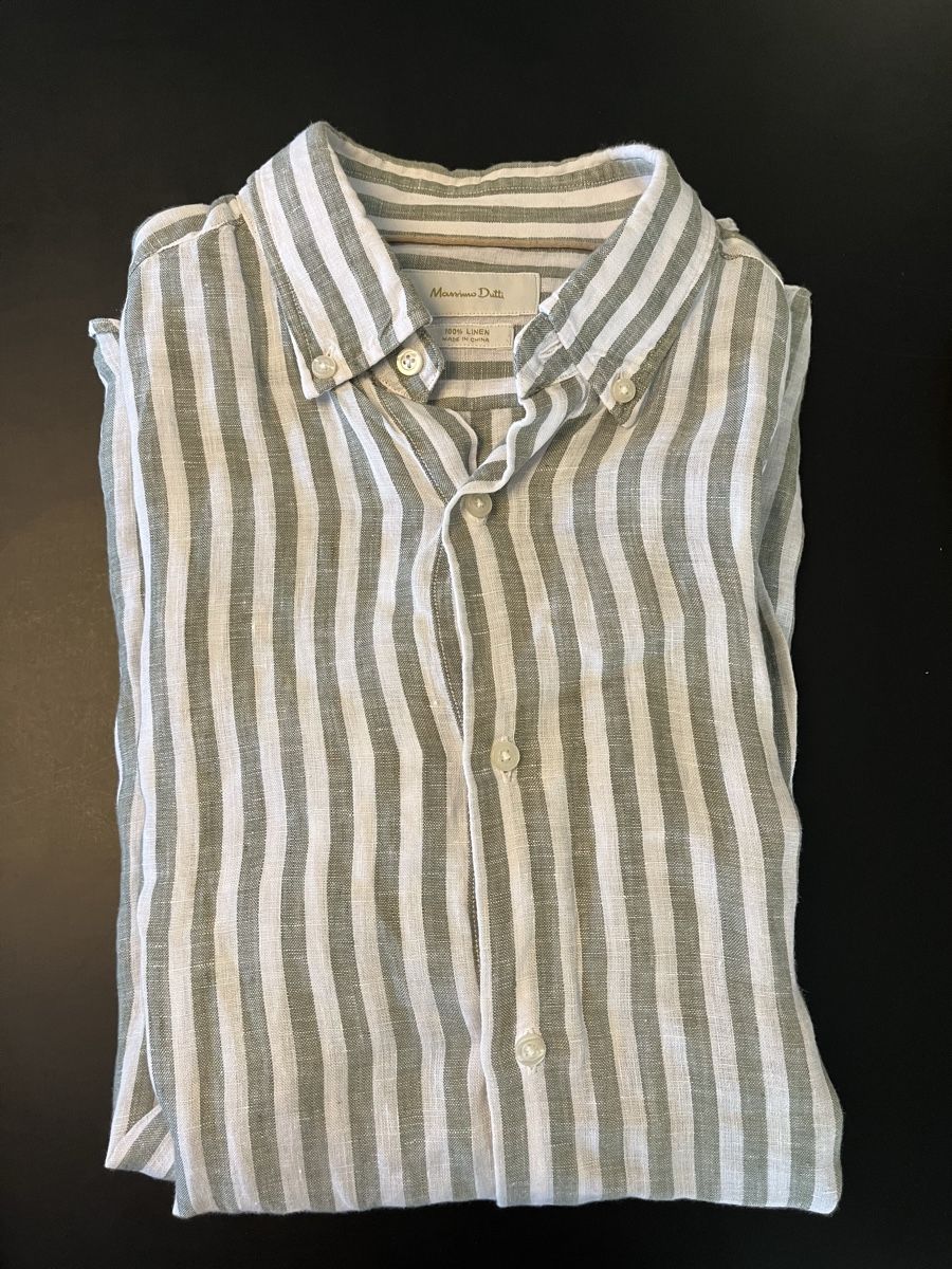 Massimo Dutti Camicie: Leinenhemd, weiss/grün gestreift, Gr. S, Massimo Dutti – Usato da St. Gallen venduto da Gloom22 3