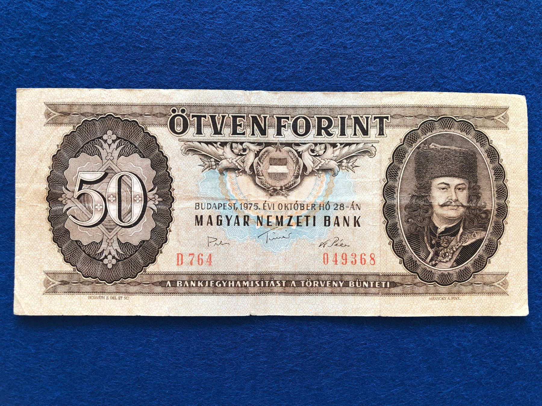 Banknoten: Budapest 1975 - Ungarn - 50 Forint – Gebraucht aus Pfäffikon SZ von Sieben77