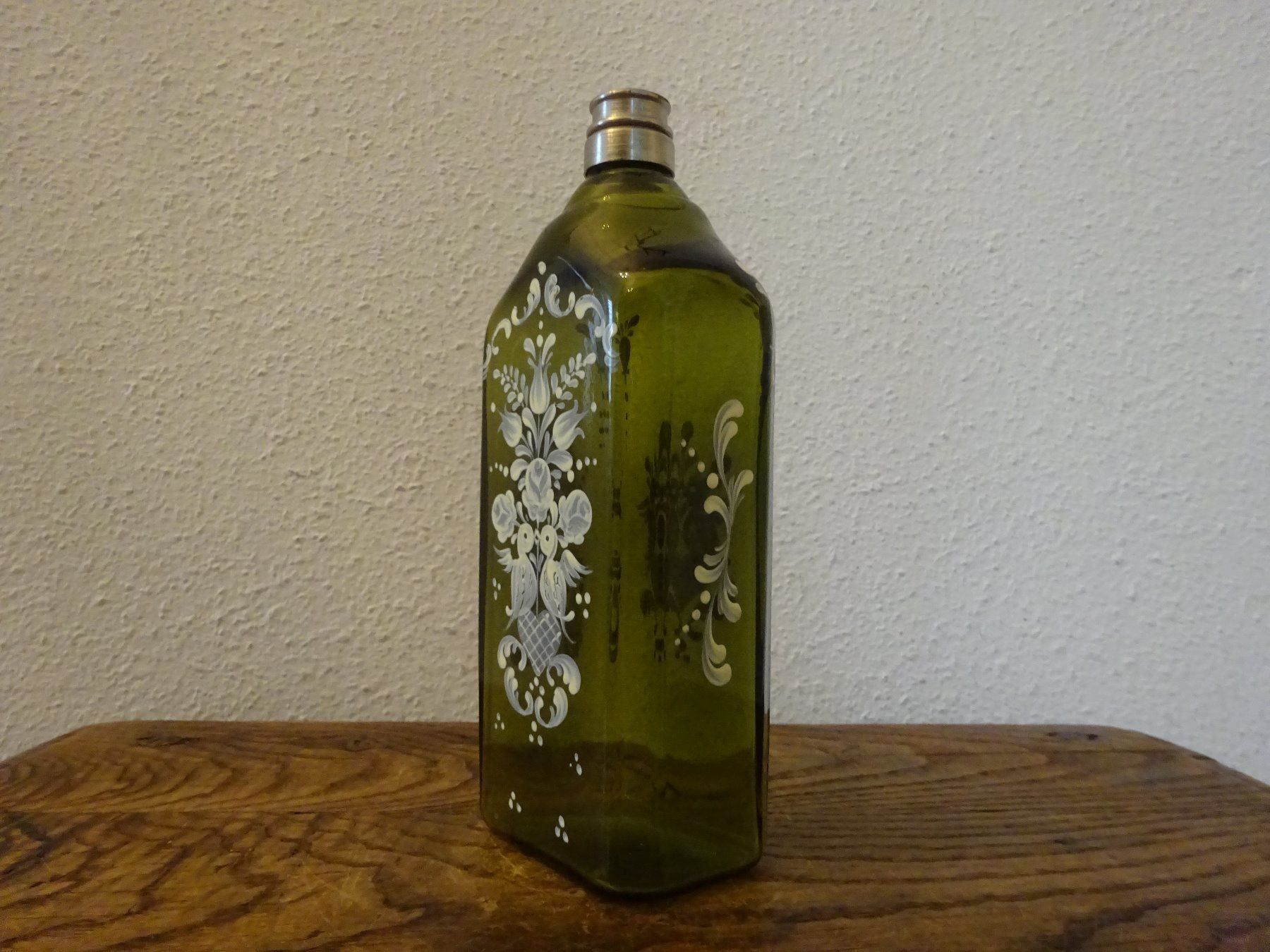 Bottiglie: Vierkantflasche Waldglas mit Zinndeckel – Usato da Esslingen venduto da eintagammeer 2