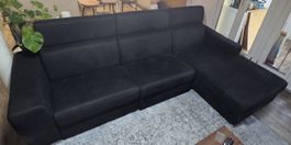 Ecksofa schwarz Stoff mit Relaxfunktion guter Zustand
