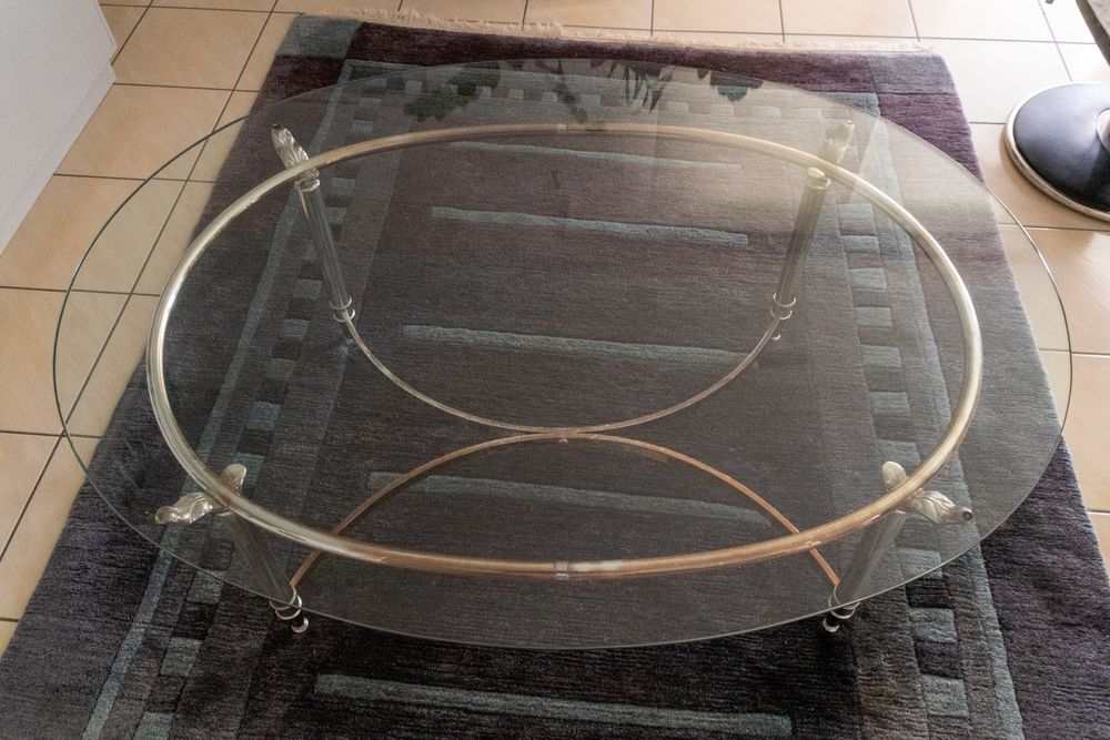 Tables: Hohnert Design Couchtisch - Metallgestell mit Glasplatte – D'occasion à Sempach Station par Semion 1