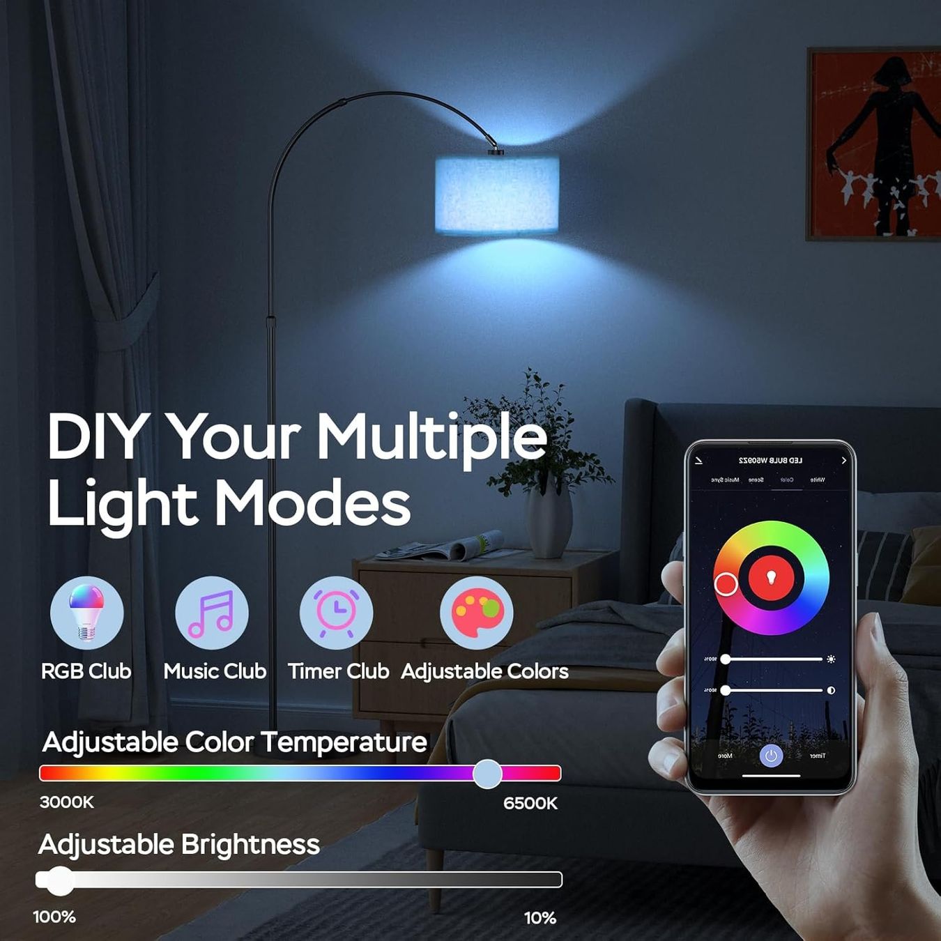 Lampade: Bogen Design Stehlampe Warmweiss & RGB 175cm dimmbar E27 9W – Nuovo e nell'imballaggio originale da Hundwil venduto da pak_7zvn 2