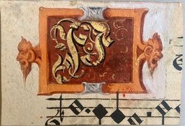 Initiale 17./ 18. Jhd. Manuskript Musik Gold ITALIEN ?