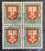 PJ 1919 J12 im Viererblock gestempelt, SBK 275 Fr.