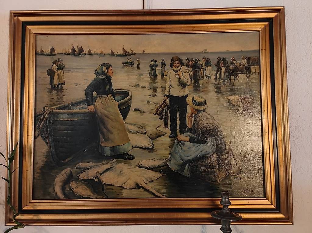Tableaux: Grand Tableau Pêcheurs, Signé Jacobs – D'occasion à Genève par awo_yl8d