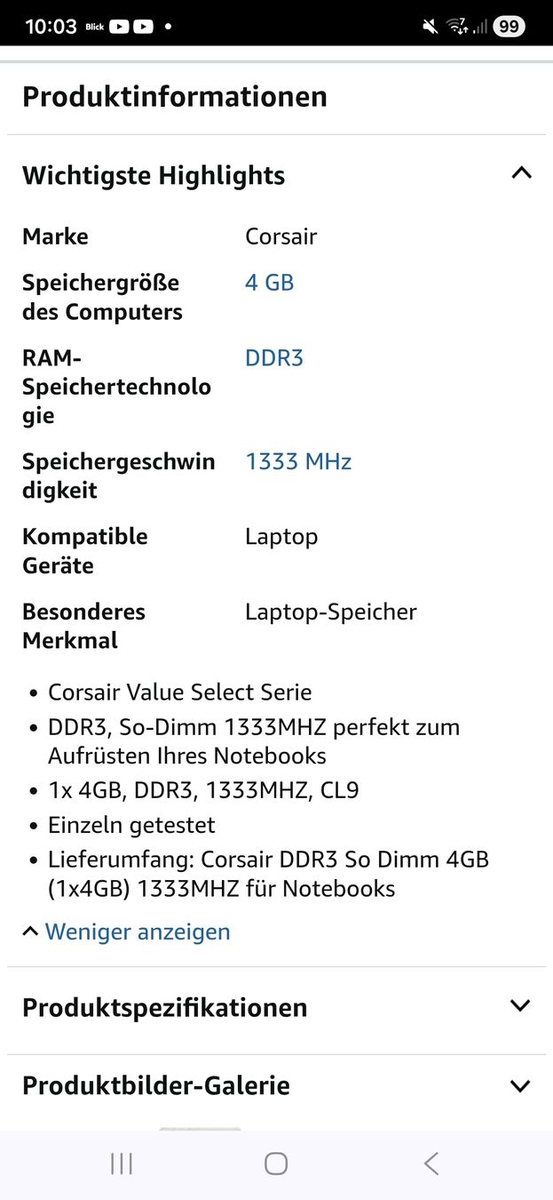 Corsair Memoria / RAM: Arbeitsspeicher 2x 4GB – Usato da Dübendorf venduto da Jolenia 3