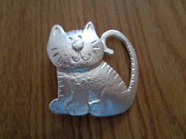 Brosche Katze, versilbert, NEU (Neupreis Fr. 39.--)