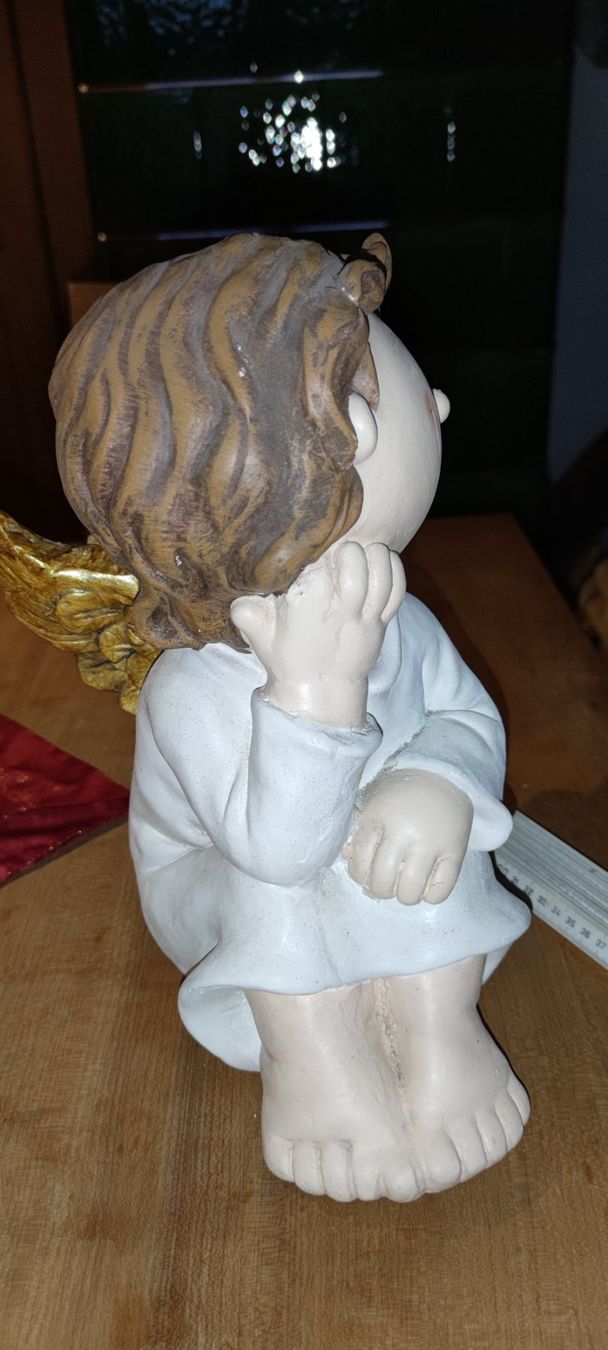 Statuette: Engel sitzend grinsend 34 cm hoch – Usato da Schweizersholz venduto da fuchs06 4