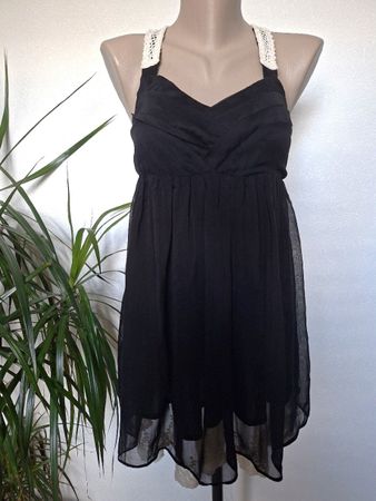 Haut - DANILY – Voile Noir & Crochet Ecru – Taille S
