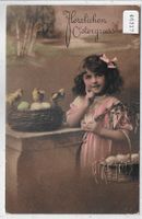 Joyeuses Paques - Fröhliche Ostern - Mädchen mit Kücken