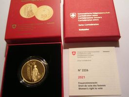 Goldmünze Schweiz 50 Franken 2021 Frauenstimmrecht Nr. 2226