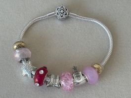 Luxus Elegante 20 cm Armband/Beads Farbe :Silber/Multicolore