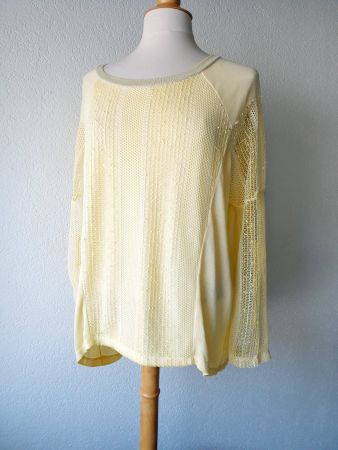 PULLOVER PULLI MADE ITALY MIT SEIDE L 42 40 GELB TUNIKA TOP