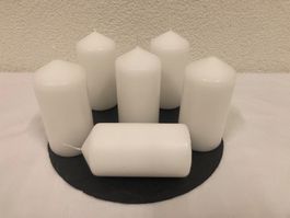 Kerzen 6er Set, weiss, je ca. 6x12 cm, je 260g
