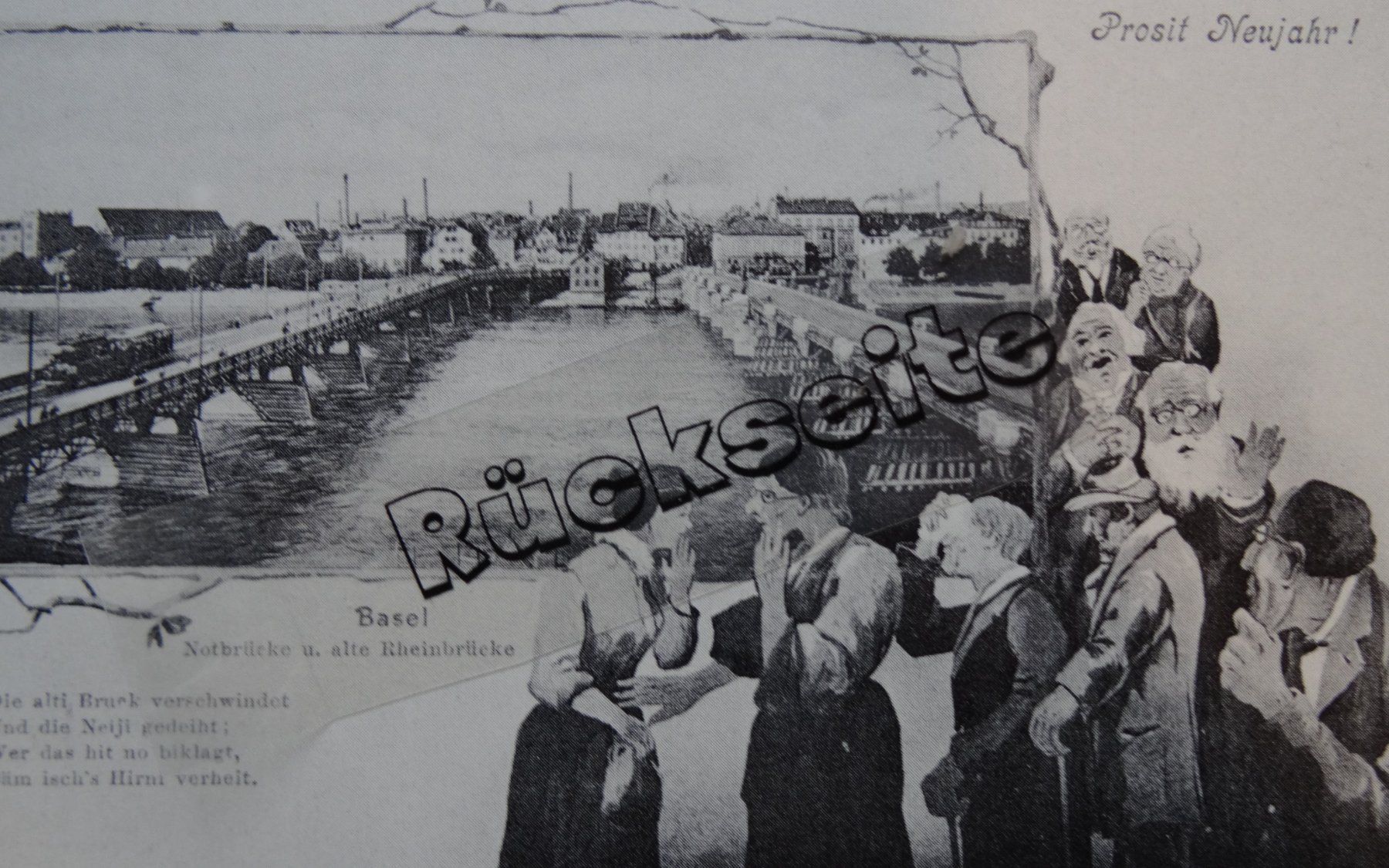 Cartoline postali: Basel Notbrücke  anno dazumal – Usato da Safnern venduto da Wstussi 1