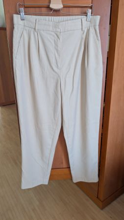 H&M Stoffhose Beige, Grösse 42, Highwaist