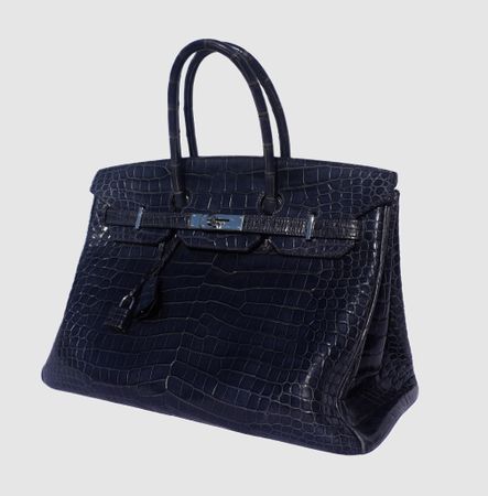 Hermès Birkin 35 handbag in blue-black Porosus crocodile