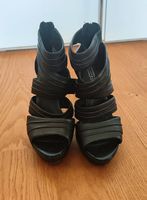 Schwarze High Heels Sandaletten mit Plateau Gr.39