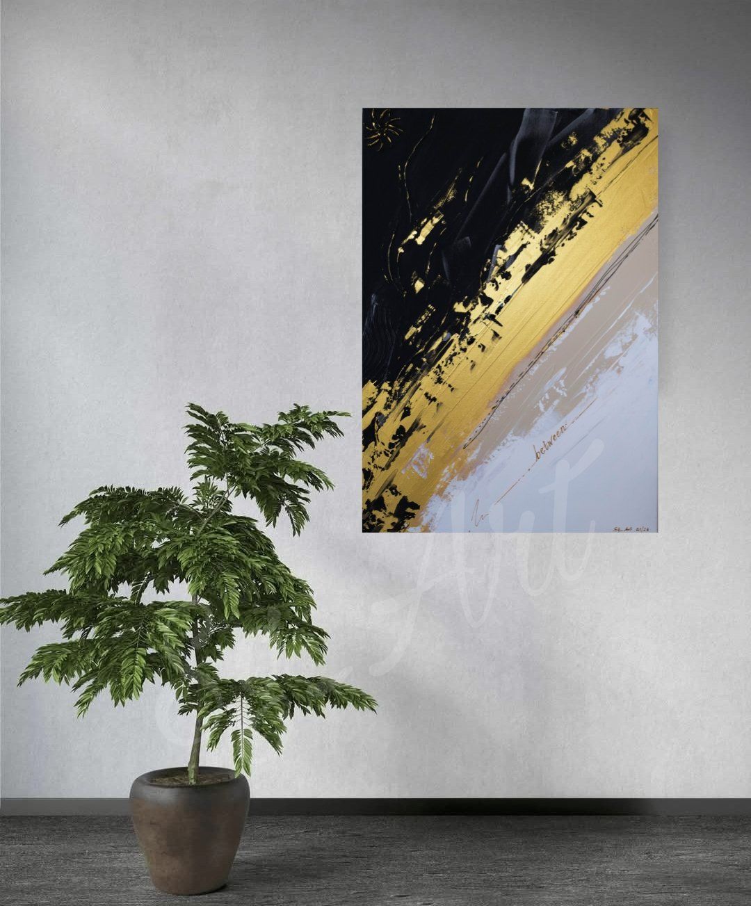 Dipinti: Acrylbild abstrakt schwarz gold beige "between" Unikat – Nuovo e nell'imballaggio originale da Rheinau venduto da Sussel