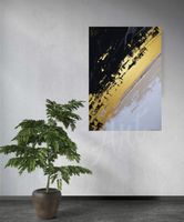 Acrylbild abstrakt schwarz gold beige "between" Unikat