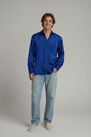 Di Roberto Marineblaues Button-Down Hemd - Größe S