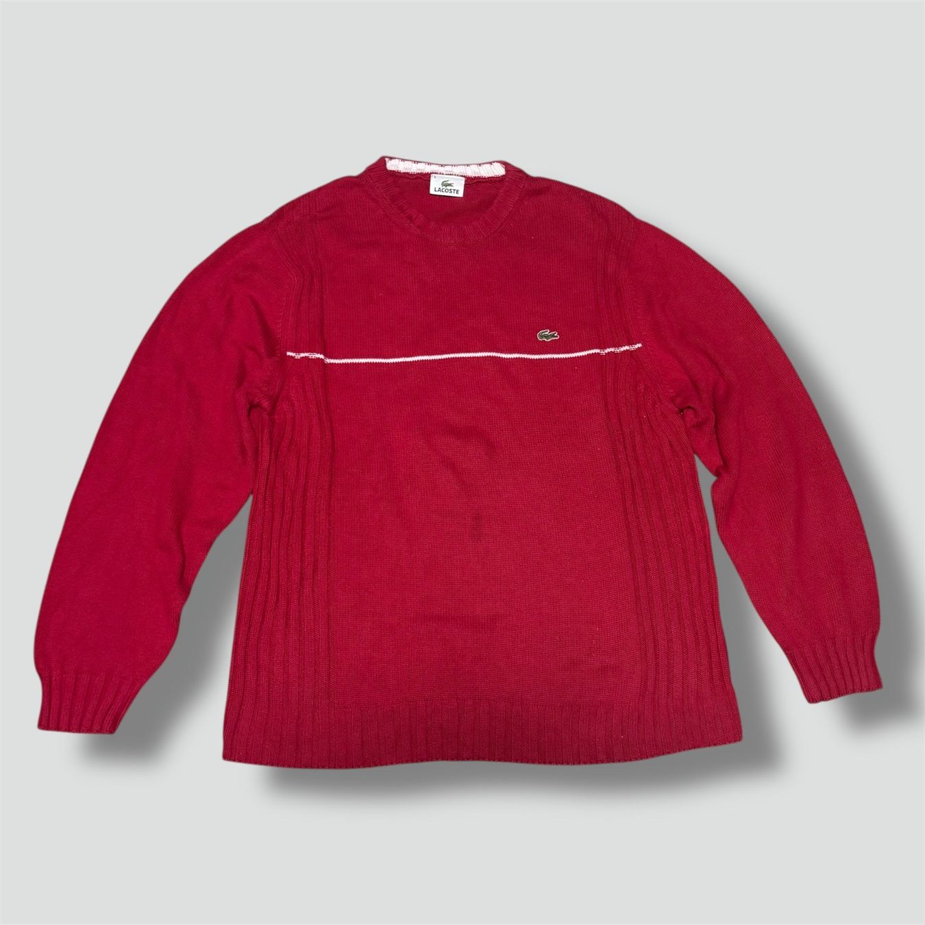 Lacoste Maglioni & Felpe: Lacoste vintage red knitted sweater retro 90s strickpullover – Usato da St. Gallen venduto da sourced_limited